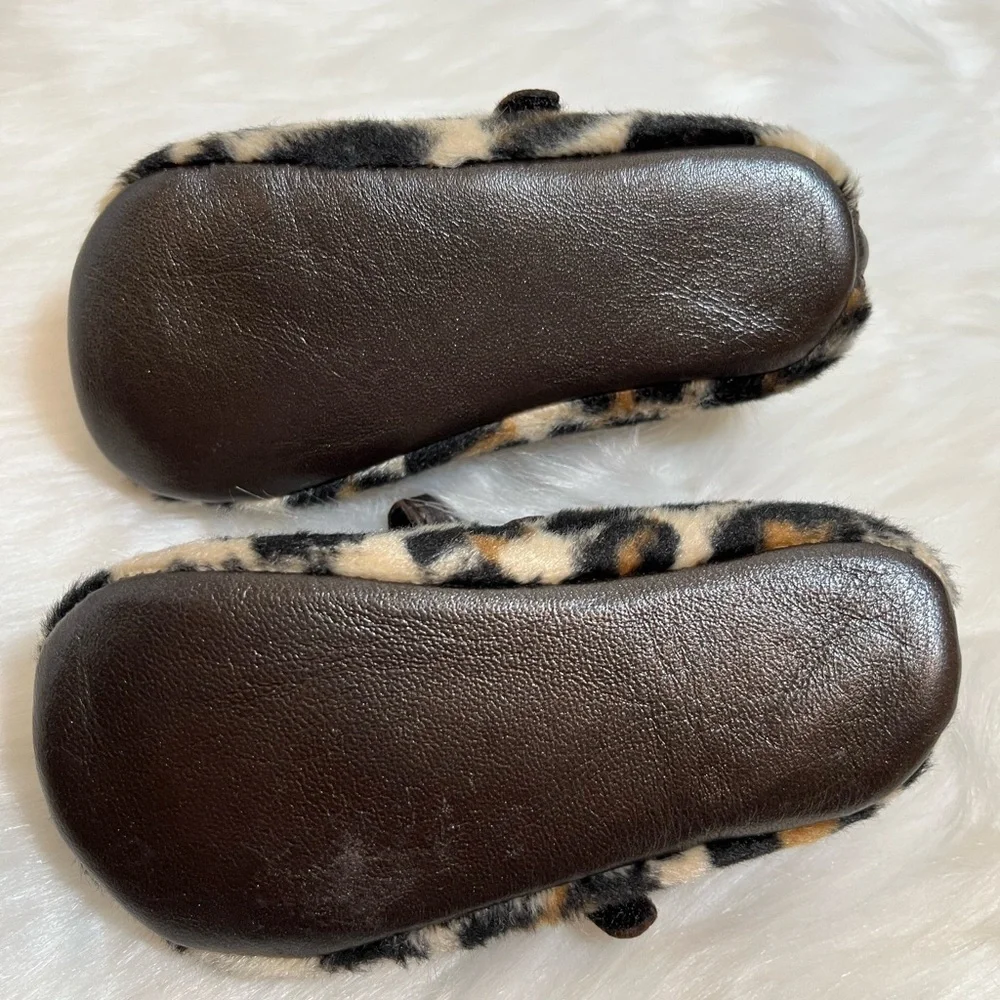 Aba Brown Tan Animal Print Faux Fir Soft Sole Shoes